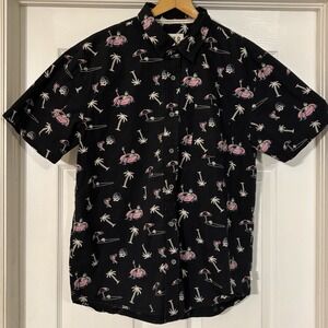 VSTR Premium Mens Tropical Shirt XL Deserted Island Skeleton Palm Tree Black